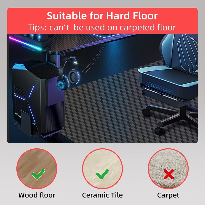 AiBOB Gaming Chair Mat for Hardwood Floors - 53"x45" Office Chair Mat for Hard and Tile Floor | Anti-Slip Protector Mat | Computer Desk Floor Mat for Rolling Chairs, Not for Carpet - Image 5